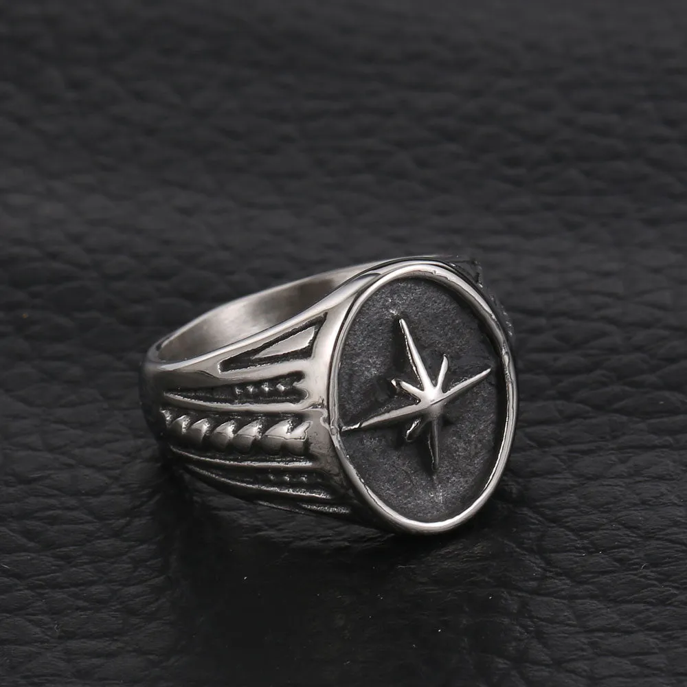 Personalized Retro Rice Flower Titanium Steel Ring for Men - Business Fashion Accessory