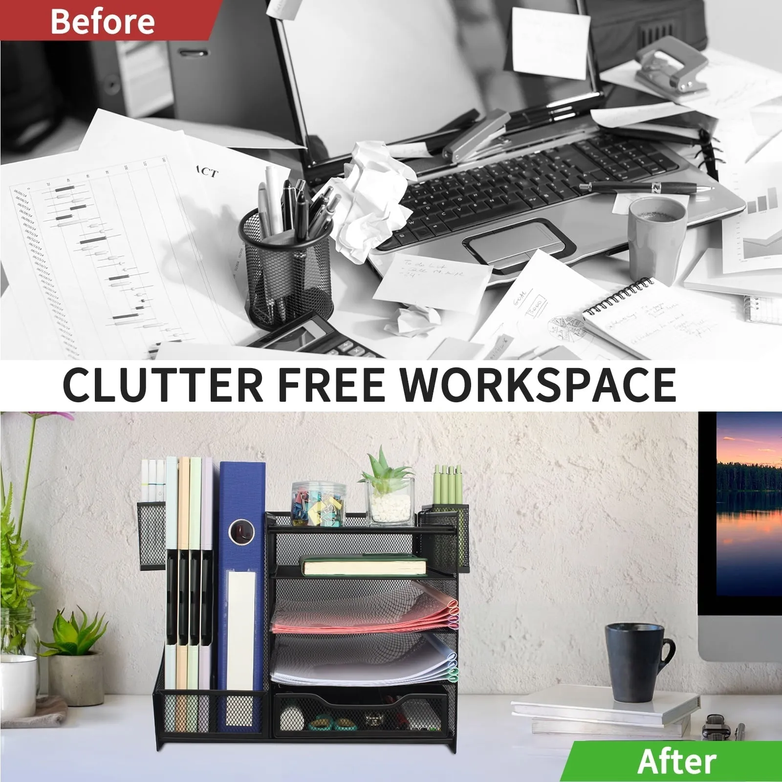 PHANCIR 5-Tier Desk Organizer, Freestanding Office Supplies, New File Organizer&Storage, One Pack