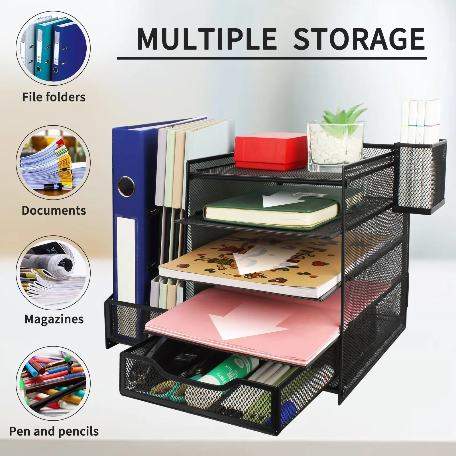 PHANCIR 5-Tier Desk Organizer, Freestanding Office Supplies, New File Organizer&Storage, One Pack
