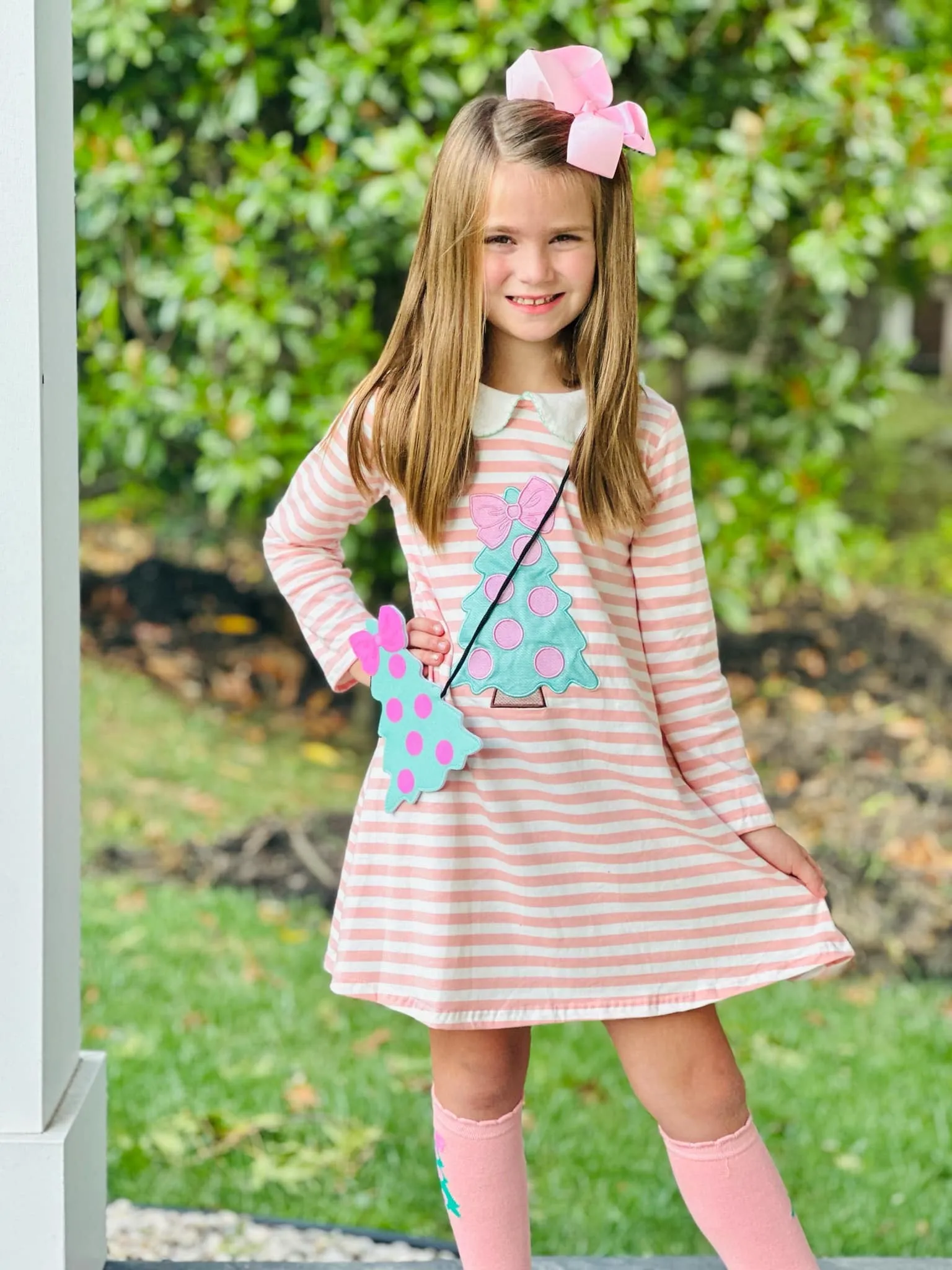 Pink Polka Dot Christmas Tree Purse