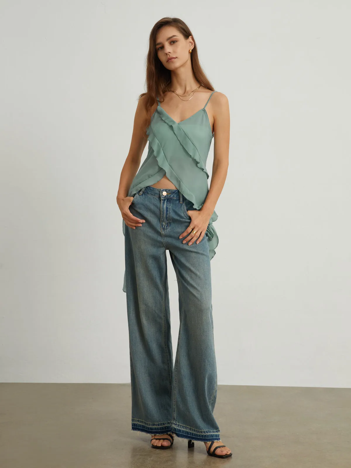 Ruffle Trim Graceful Tank Top