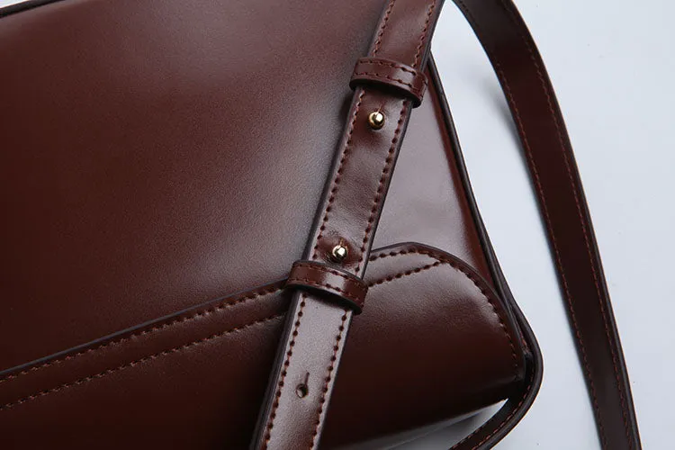 Simplify Womens Leather Saddle Bag Crossbody Bags Purse for Women