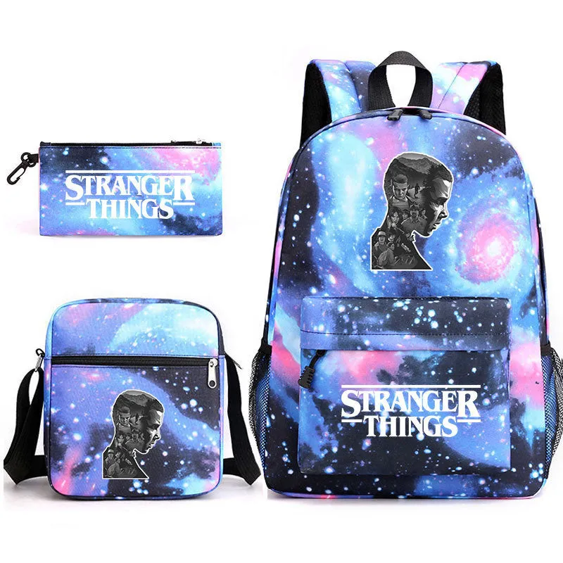 Stranger Things Backpack Pencil Case Shoulder Three-Piece Set