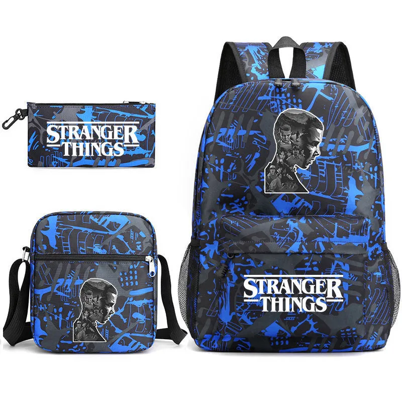 Stranger Things Backpack Pencil Case Shoulder Three-Piece Set