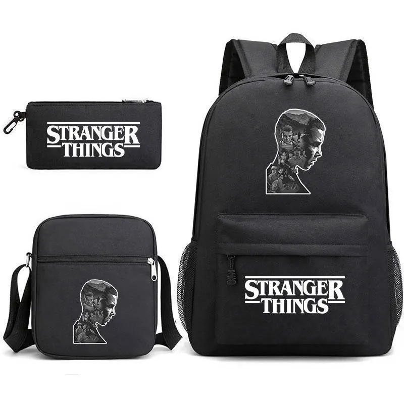 Stranger Things Backpack Pencil Case Shoulder Three-Piece Set