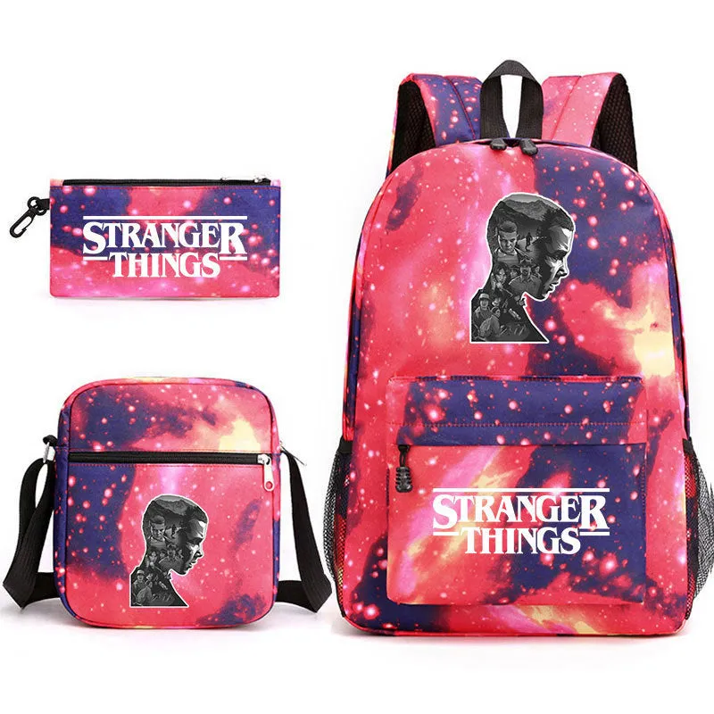 Stranger Things Backpack Pencil Case Shoulder Three-Piece Set
