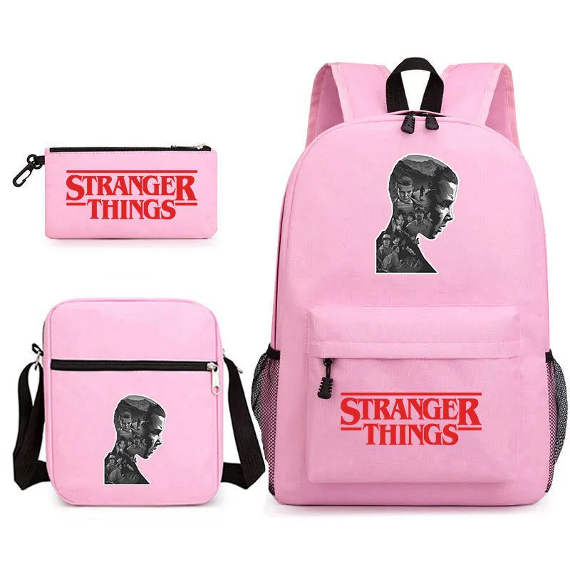 Stranger Things Backpack Pencil Case Shoulder Three-Piece Set