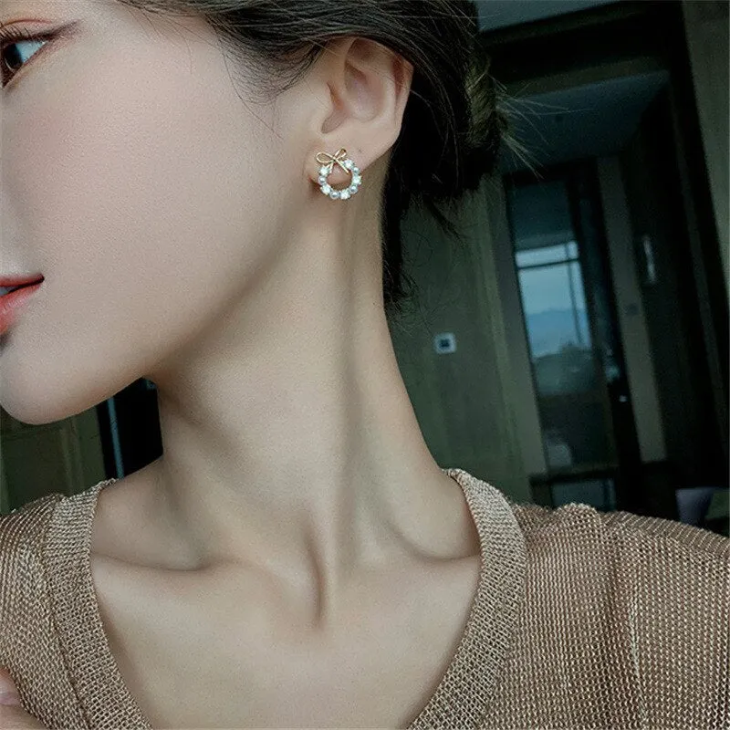 Stylish Crystal Wreath Stud Earrings