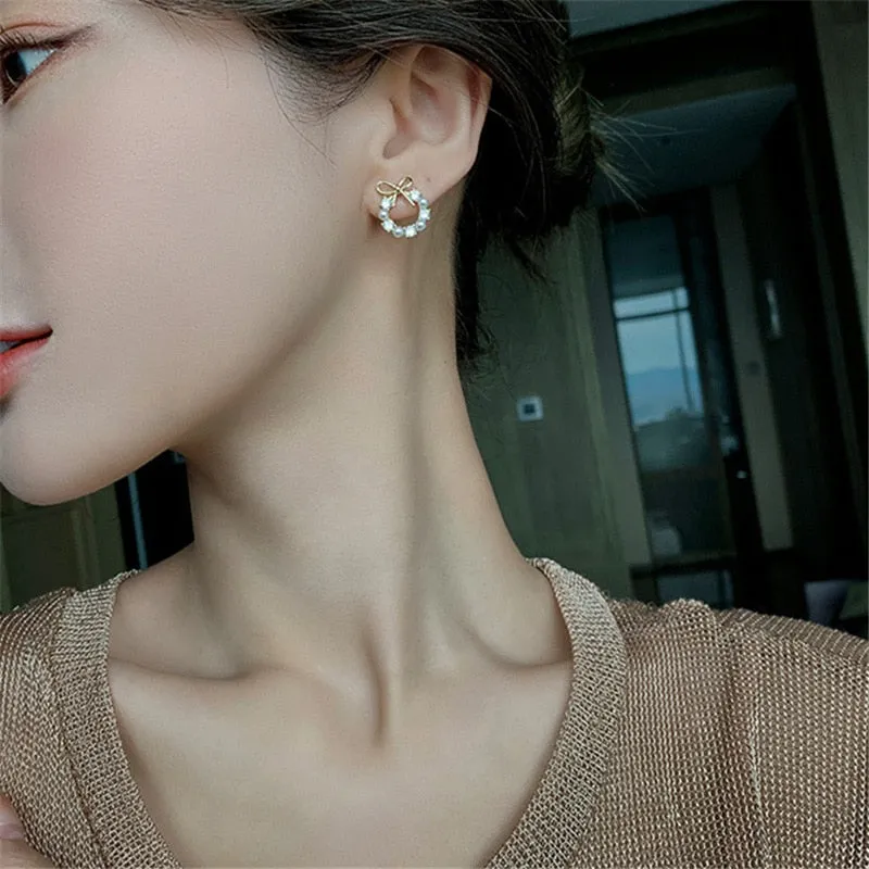Stylish Crystal Wreath Stud Earrings