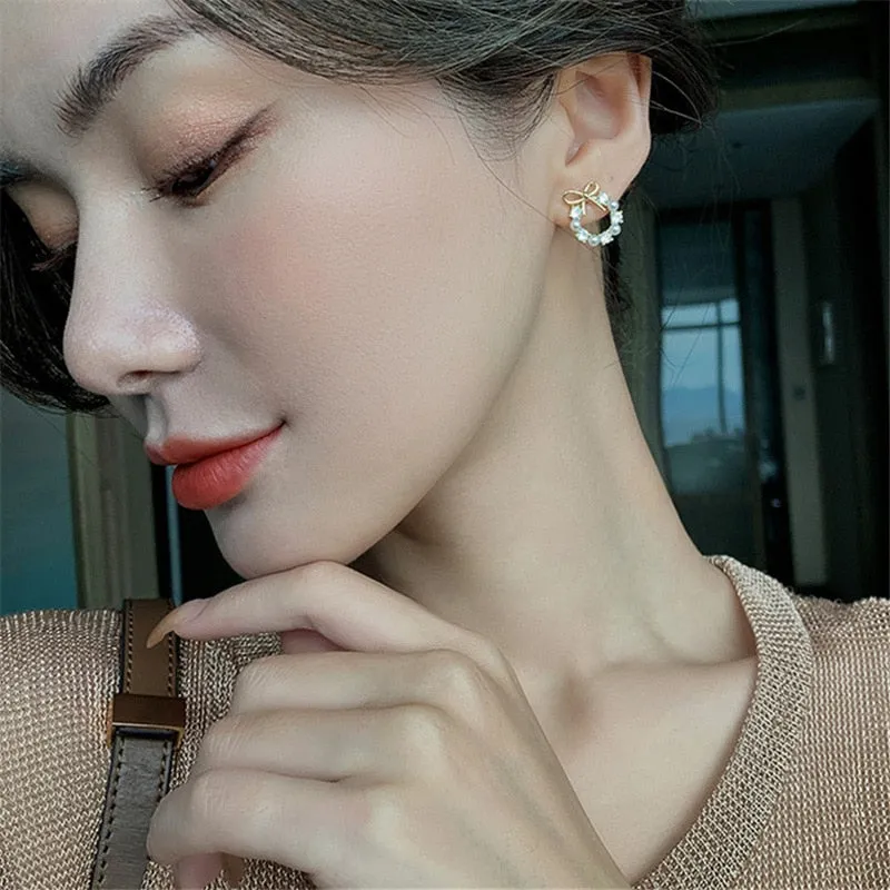Stylish Crystal Wreath Stud Earrings