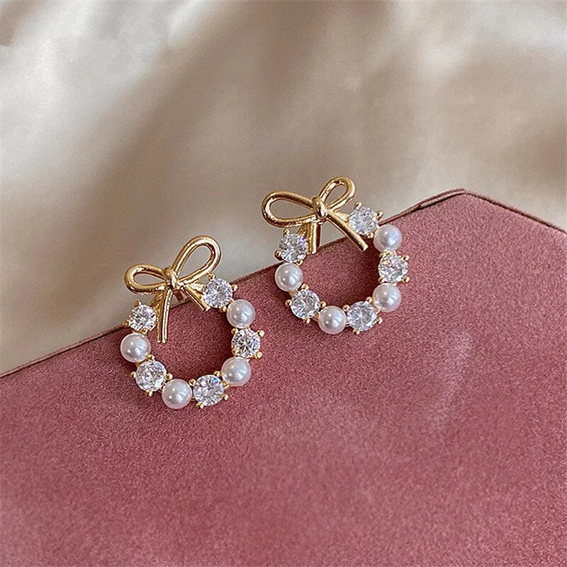 Stylish Crystal Wreath Stud Earrings