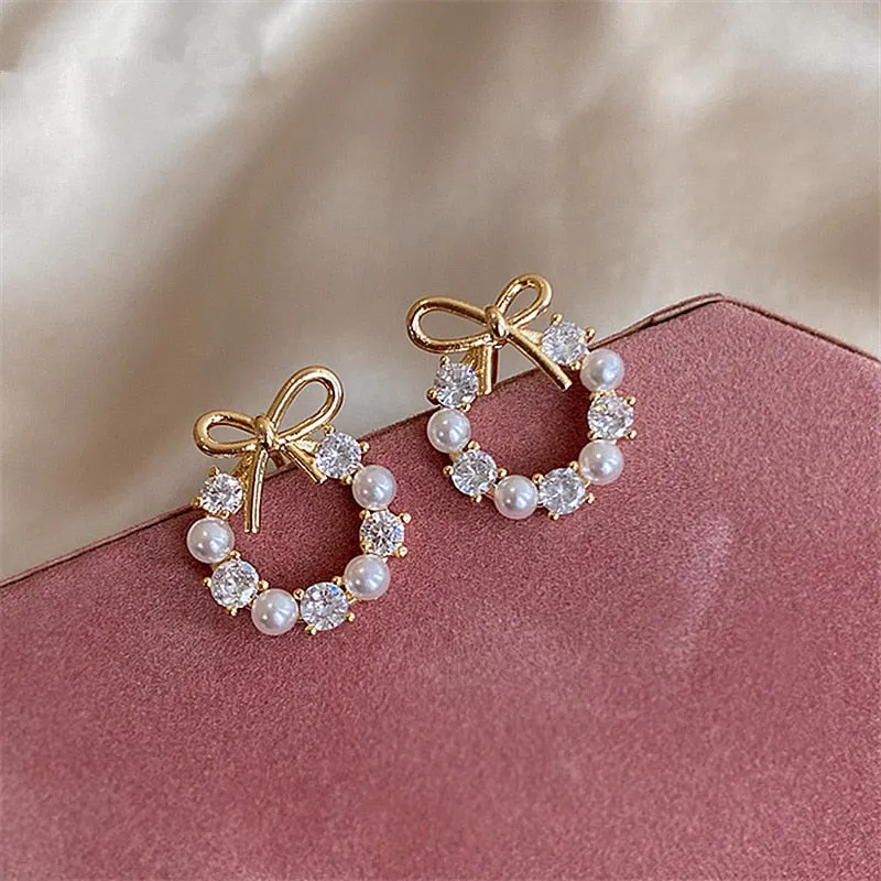 Stylish Crystal Wreath Stud Earrings