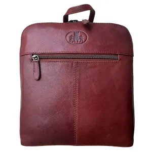 Supatra Cognac Square Top Zip Backpack