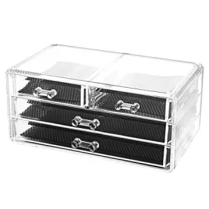 Transparent Plastic Home Drawer Desk Desktop Storage Box Organizer