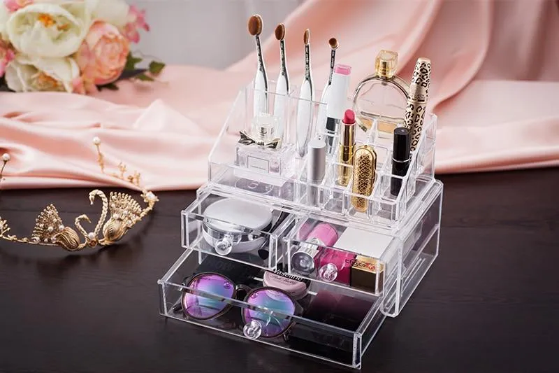 Transparent Plastic Home Drawer Desk Desktop Storage Box Organizer
