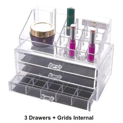 Transparent Plastic Home Drawer Desk Desktop Storage Box Organizer