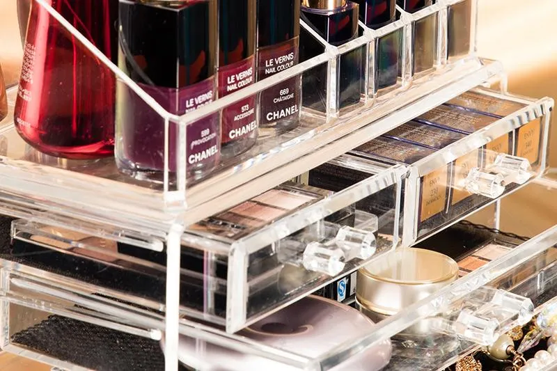 Transparent Plastic Home Drawer Desk Desktop Storage Box Organizer