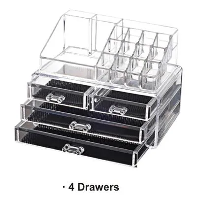 Transparent Plastic Home Drawer Desk Desktop Storage Box Organizer