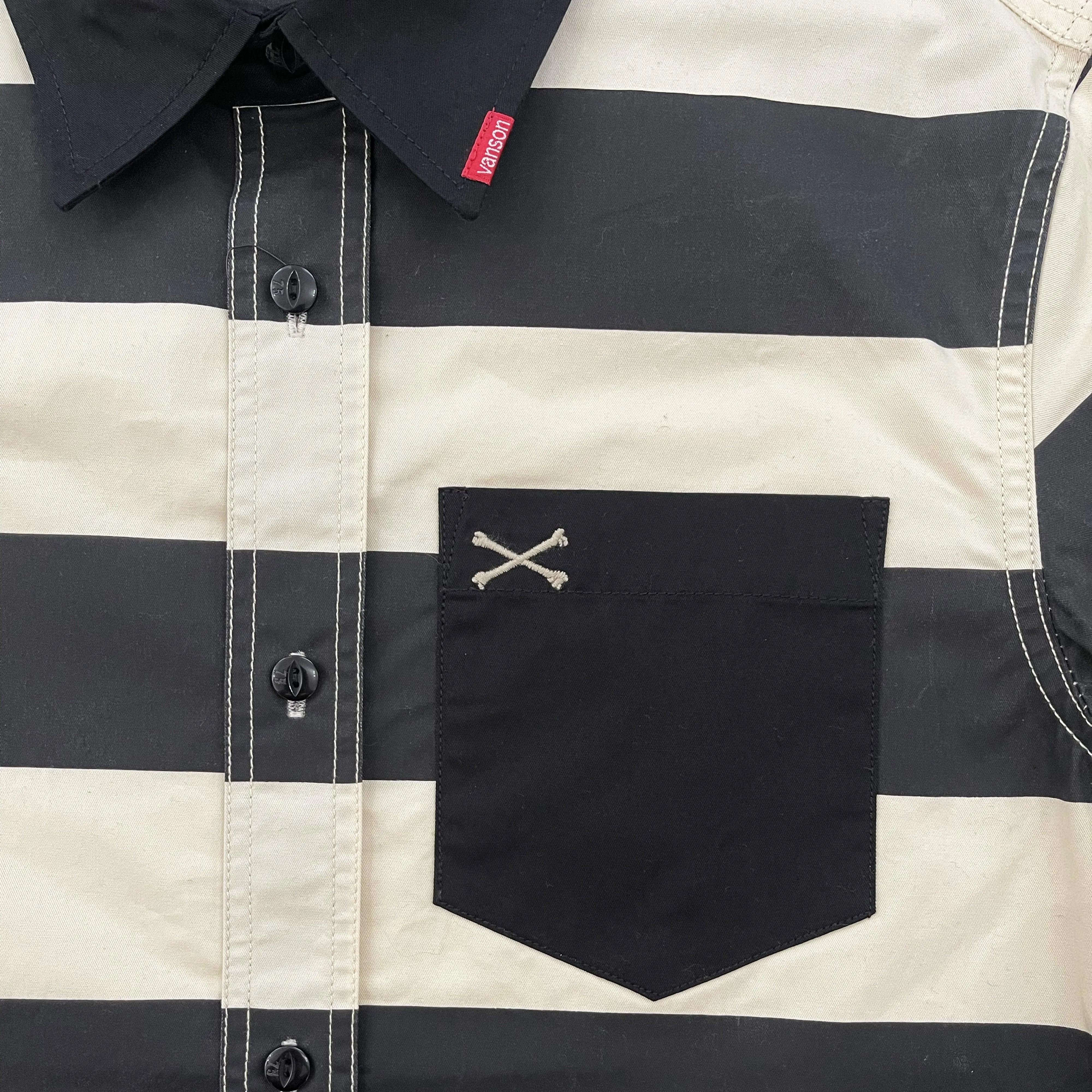 Vanson Leathers Striped Biker Shirt - S