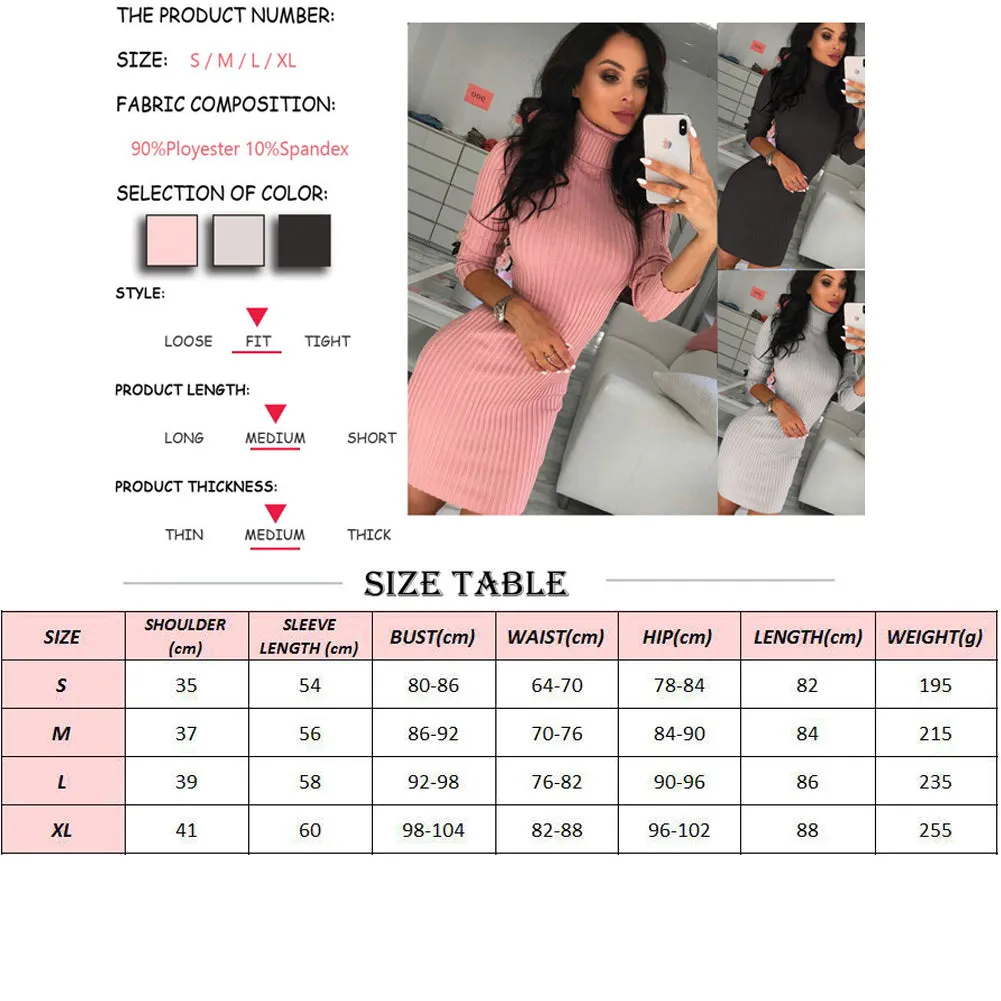 VenusFox Knitted Solid Wool Mini Dresses