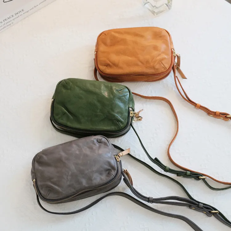Womens Small Leather Crossbody Purse Brown Shoulder Bag For Women