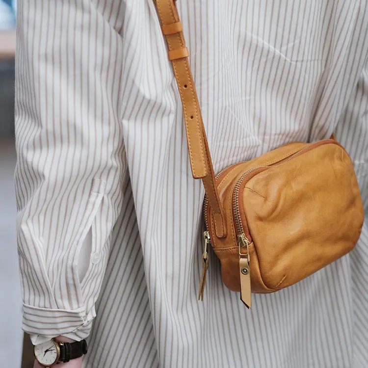 Womens Small Leather Crossbody Purse Brown Shoulder Bag For Women