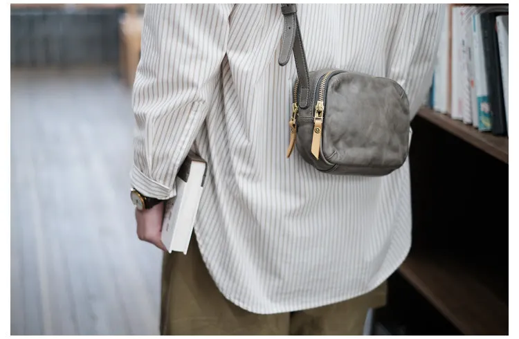 Womens Small Leather Crossbody Purse Brown Shoulder Bag For Women
