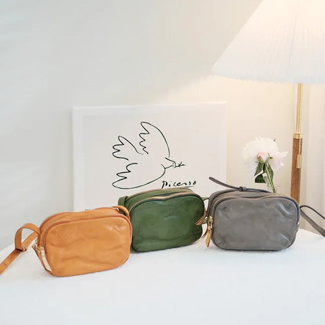 Womens Small Leather Crossbody Purse Brown Shoulder Bag For Women