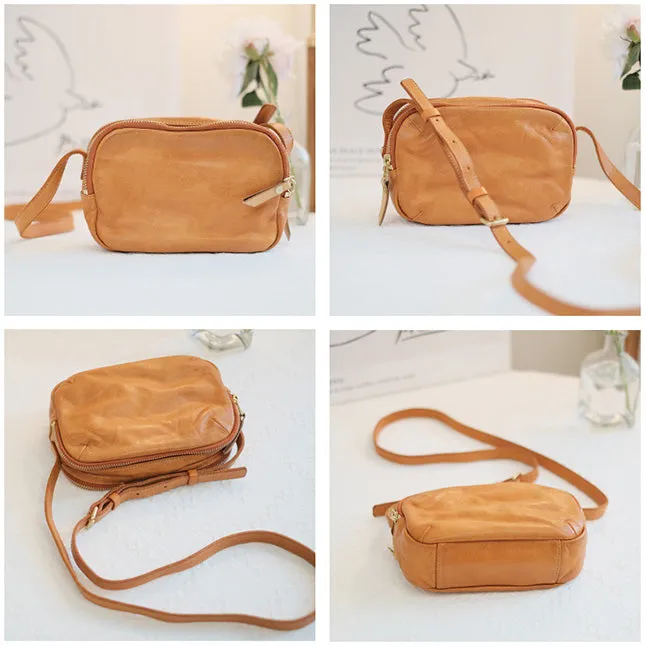 Womens Small Leather Crossbody Purse Brown Shoulder Bag For Women