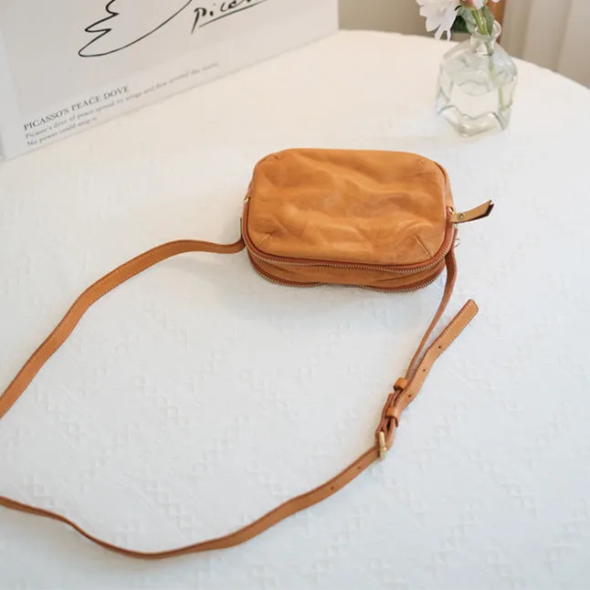 Womens Small Leather Crossbody Purse Brown Shoulder Bag For Women