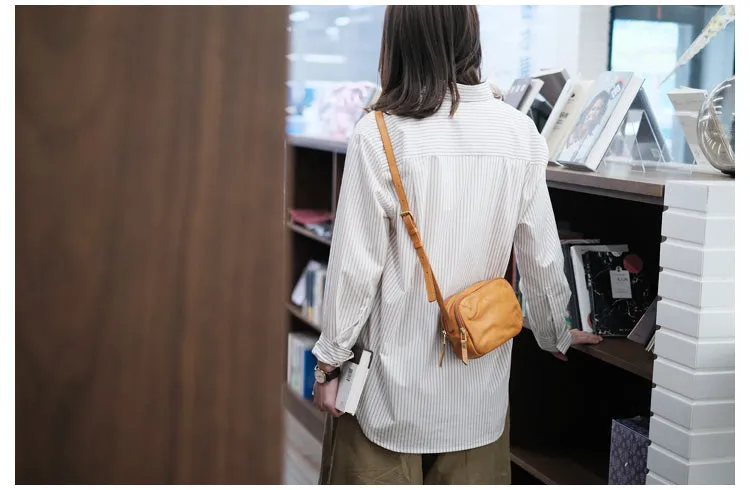 Womens Small Leather Crossbody Purse Brown Shoulder Bag For Women