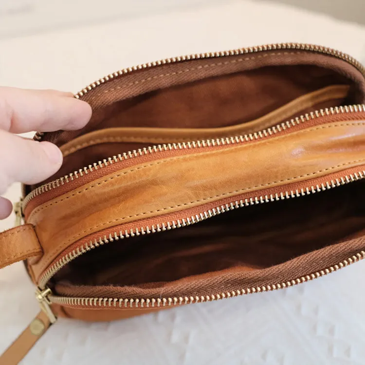 Womens Small Leather Crossbody Purse Brown Shoulder Bag For Women