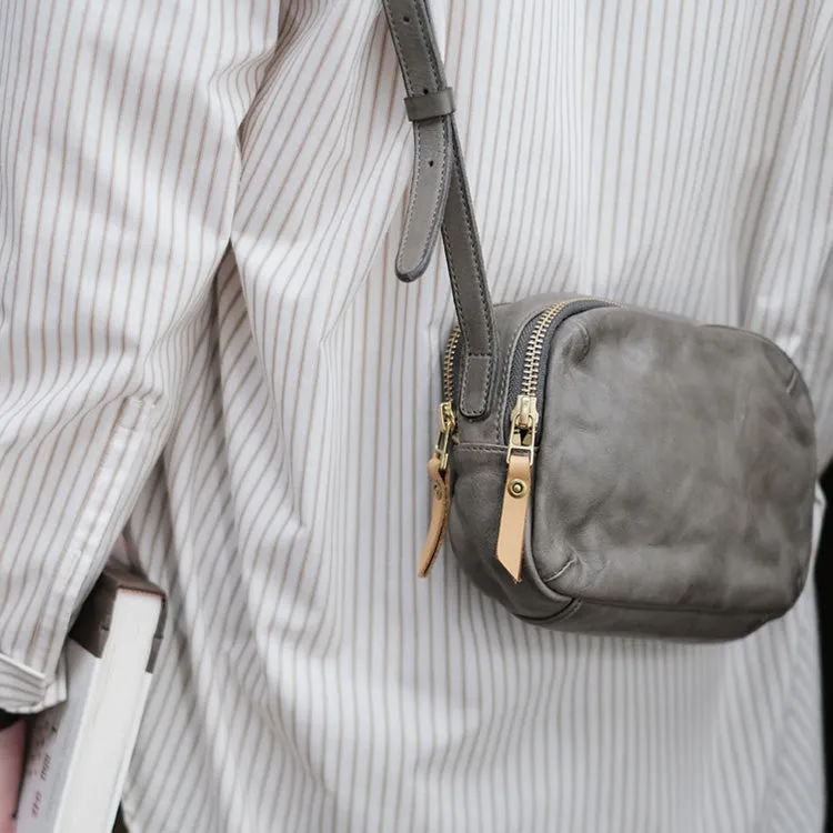 Womens Small Leather Crossbody Purse Brown Shoulder Bag For Women