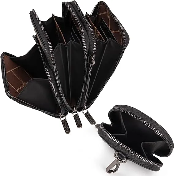 Wrangler Crossbody Cell Phone Purse 3 Zippered Compartment with Coin Pouch- Coffee