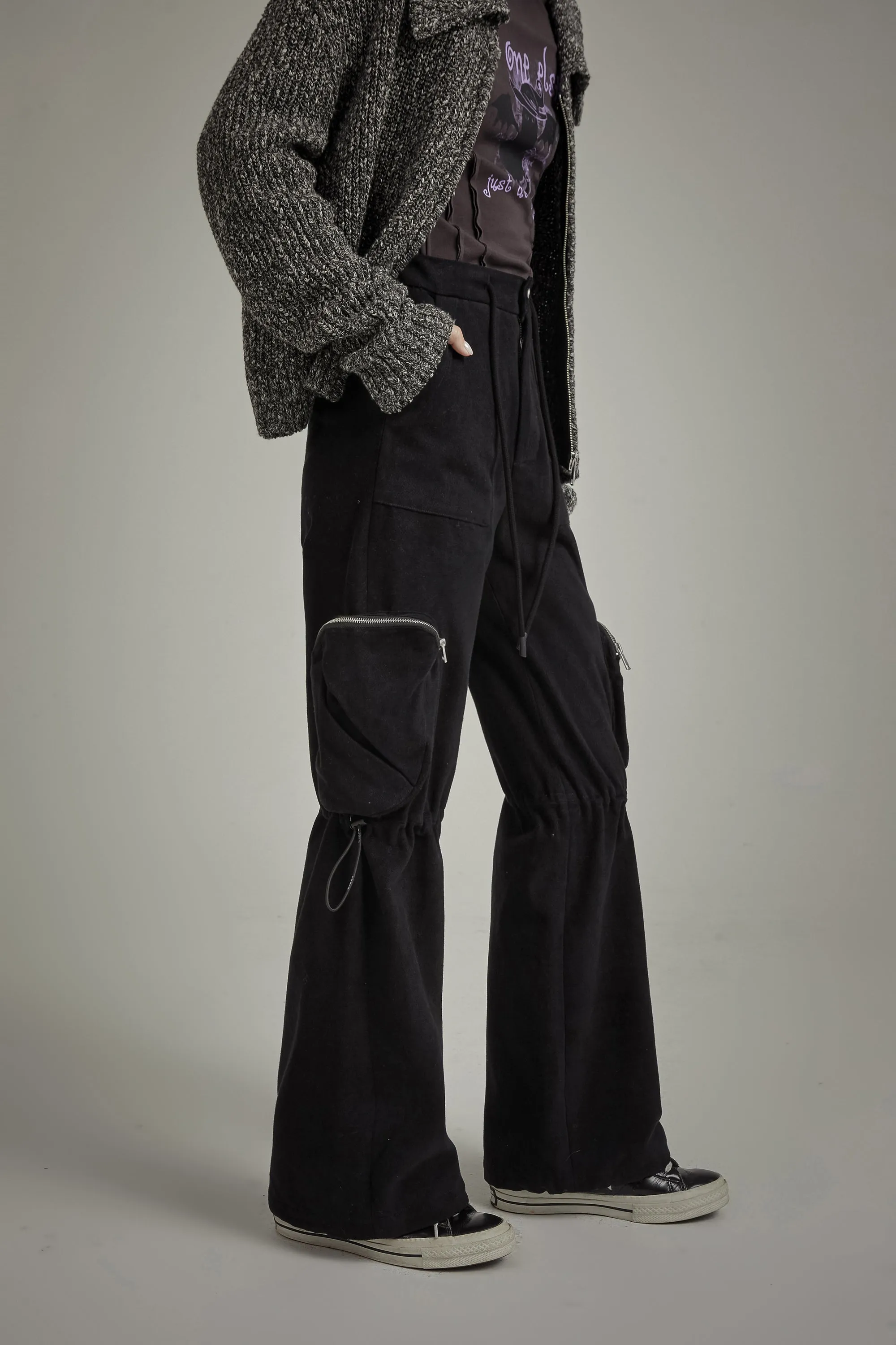 Zipper Pocket Casual Pants
